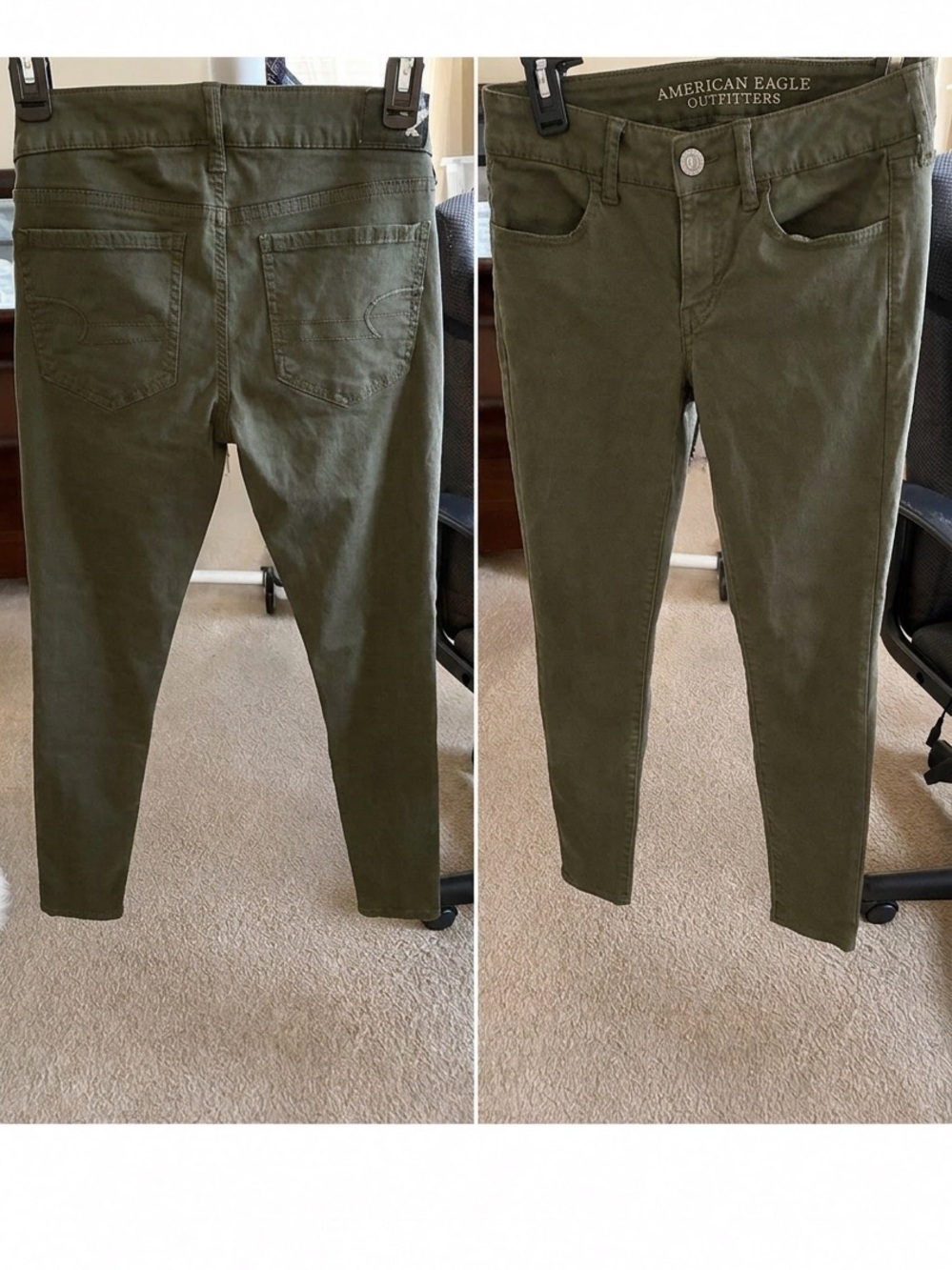 American Eagle Outfitters Olive Green Super Stretch Pants - Picture 2 of 5